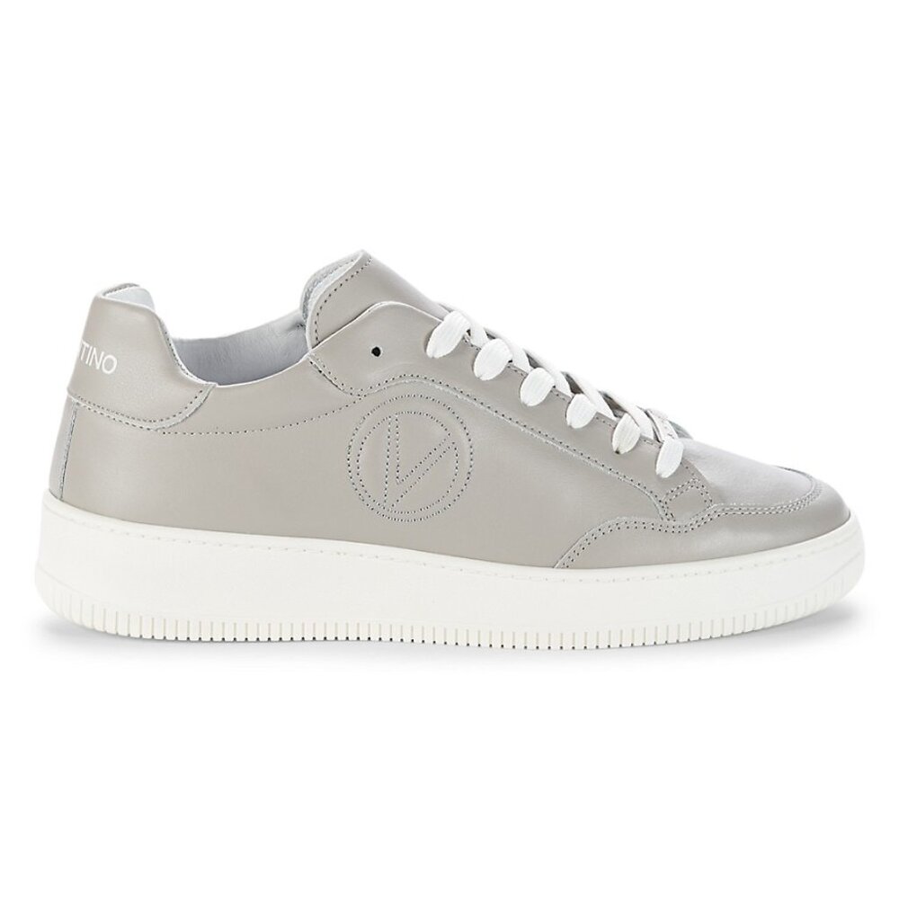 Valentino by Mario Valentino Men's Hurry Leather Sneakers - Grey White - Size 10